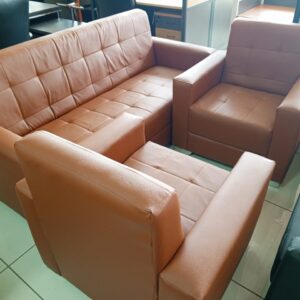 5 Seater brown leather sofa set