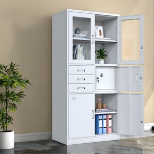 Steel filing cabinet with safe