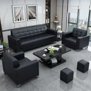 5 Seater black Leather sofa set